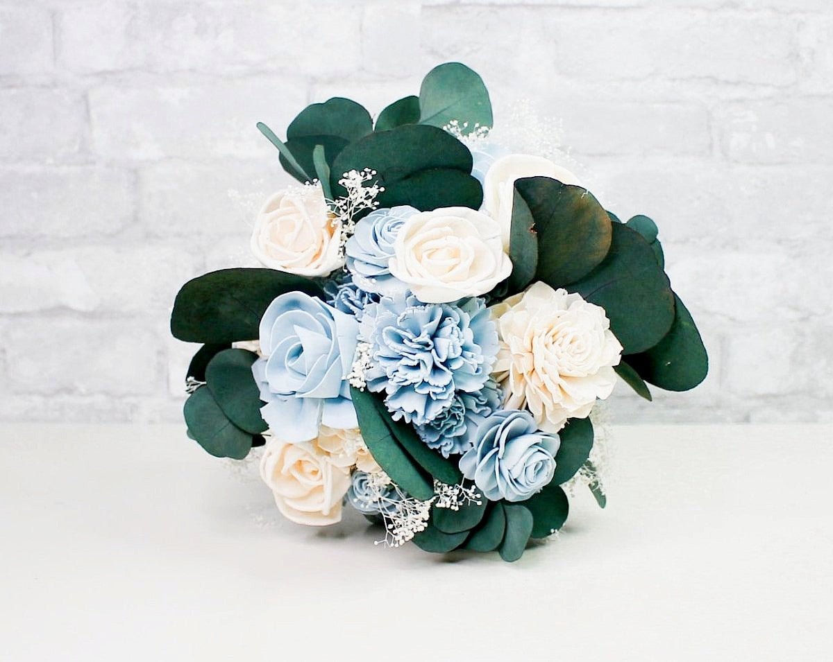 Evergreen bouquet, sola flower bouquet, outlet winter wedding bouquet, ivory flowers, pine bouquet