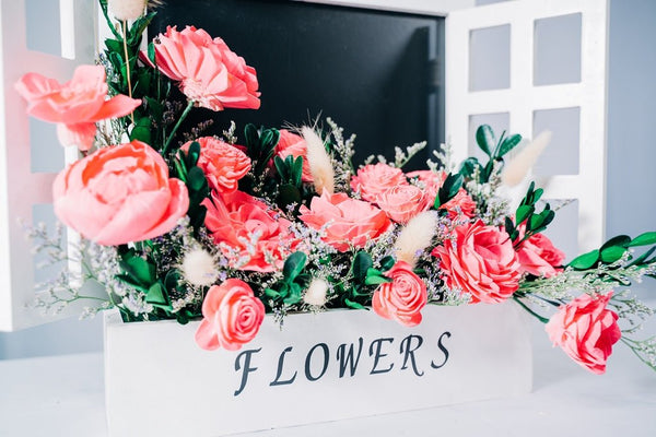 DIY Wedding Registry Table Window Box Arrangement - Sola Wood Flowers