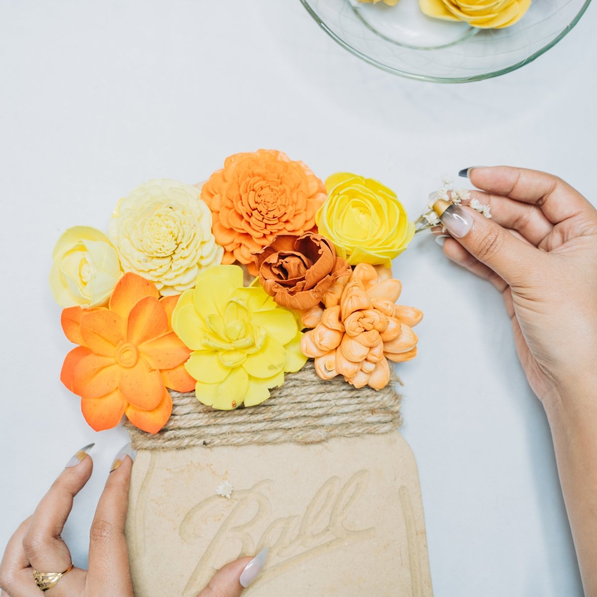 Mason Jar Foam Flowers Decorative Tops · How To Make A Flowers & Rosettes ·  Other on Cut Out + Keep