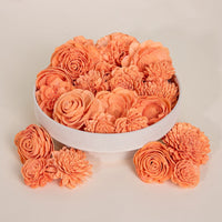 25 - Pack of Coral - Colored Mixed Flowers - Sola Wood Flowers