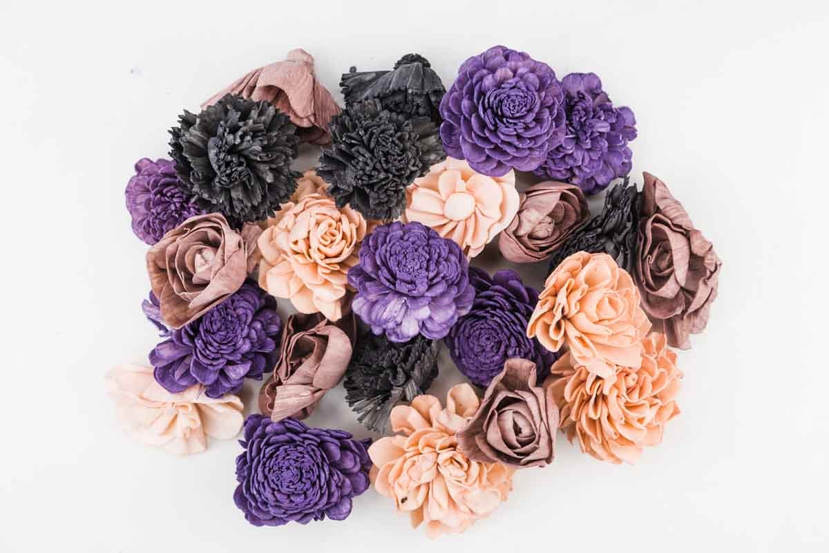 Sola Wood Flower Bundle deals Raw Amethyst & Cool Grey Assorted Wood Flowers & Acc.