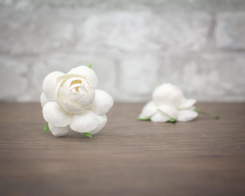 2" Mulberry Wood Flower - White (5 Pack) - Sola Wood Flowers