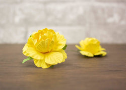2" Mulberry Wood Flower - Yellow (5 Pack) - Sola Wood Flowers