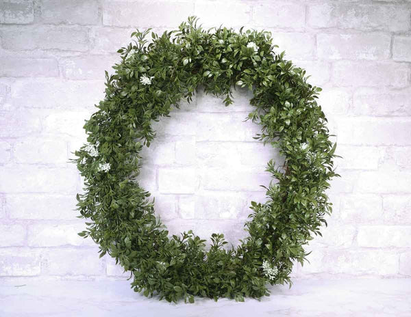 22" Wreath With White Flowers - Sola Wood Flowers