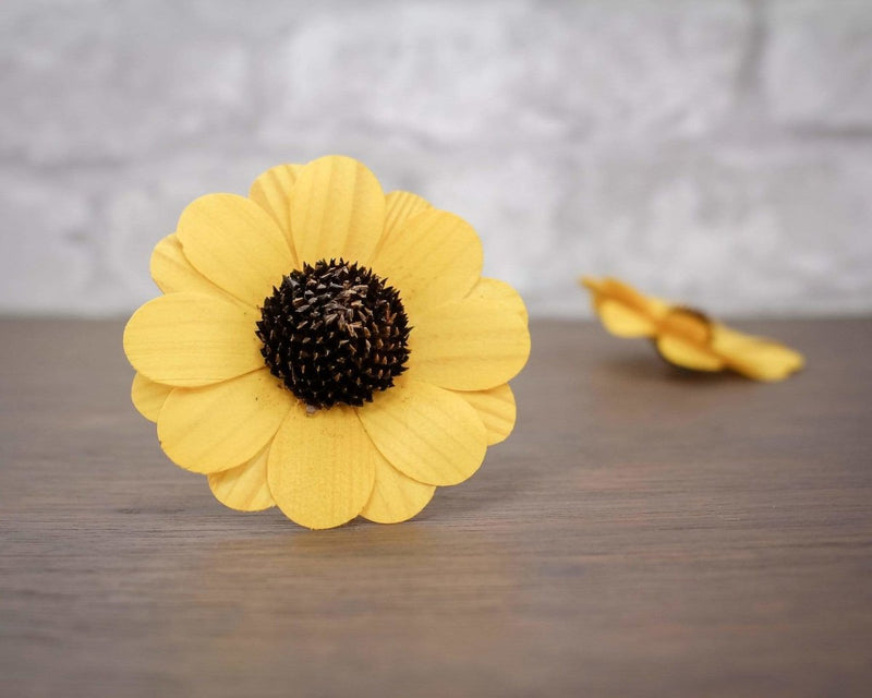 3" Mustard Zinnia (10 Pack) - Sola Wood Flowers