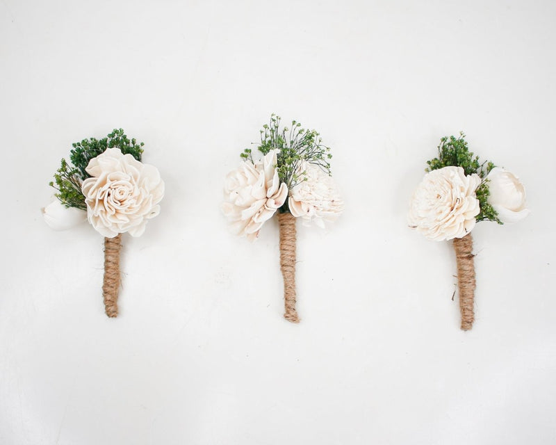 Absolute Snowflake Finished Boutonniere (Set of 3) - Sola Wood Flowers