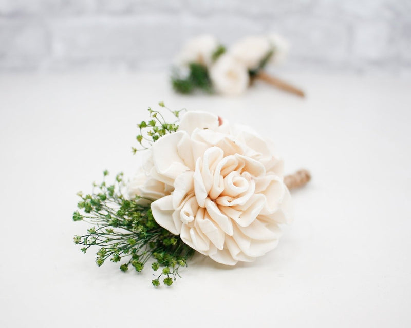 Absolute Snowflake Finished Boutonniere (Set of 3) - Sola Wood Flowers