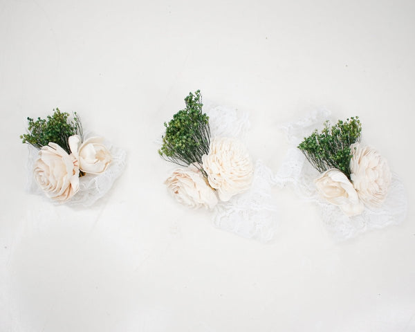 Absolute Snowflake Finished Corsage (Set of 3) - Sola Wood Flowers