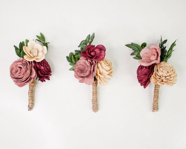 Ageless Orchard Finished Boutonniere (Set of 3) - Sola Wood Flowers