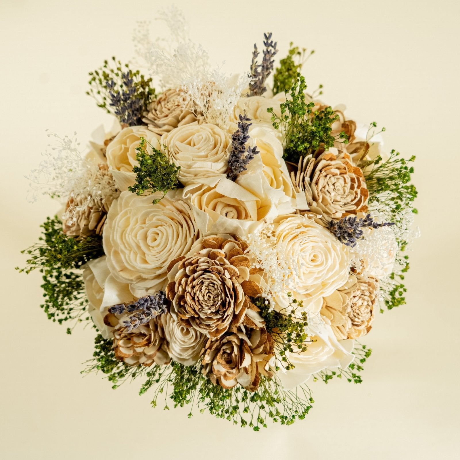 Green Gold Sola Wood Flower Bridal Wedding Bouquet Accessories