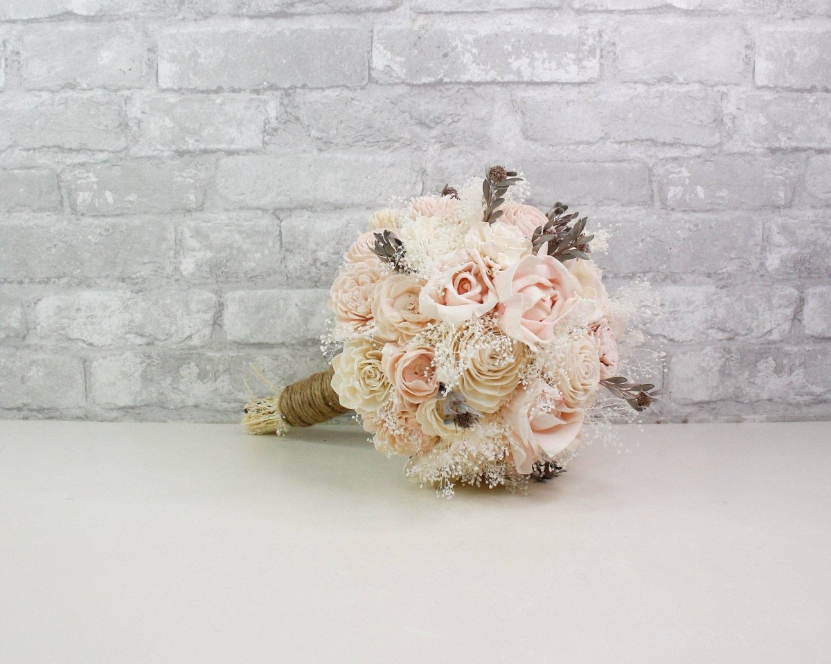 Youre Dreamy Peach Collection DIY Wood Flower Bouquet Kit Peach, Sapphire  Blue, and Ivory Sola Wood Flower Bouquet 