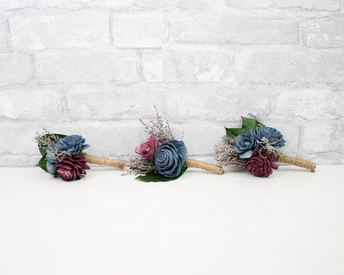 Bejeweled Boutonniere (Set of 3) – Sola Wood Flowers