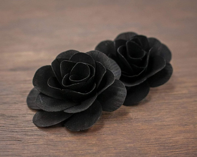 Black Wood Rose (10 Pack) - Sola Wood Flowers