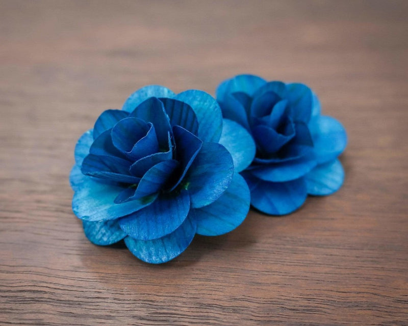 Blue Wood Rose (10 Pack) - Sola Wood Flowers