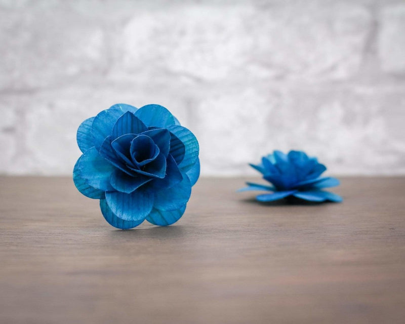 Blue Wood Rose (10 Pack) - Sola Wood Flowers