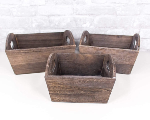 Brown Stained Wood Planter (Multiple Sizes) - Sola Wood Flowers