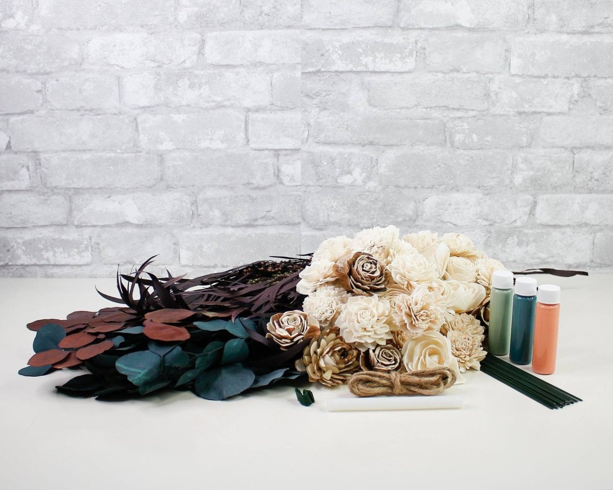 Do it yourself eco-chic bridal bouquet- paper and fabric flower bouquet kit