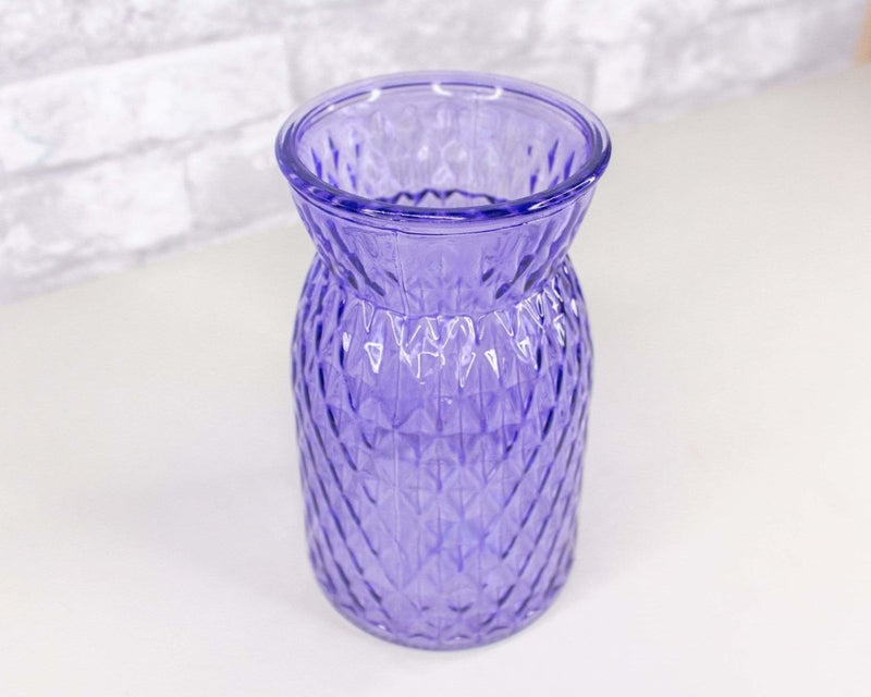 Diamond Embossed Glass Vase (Multiple Colors) - Sola Wood Flowers