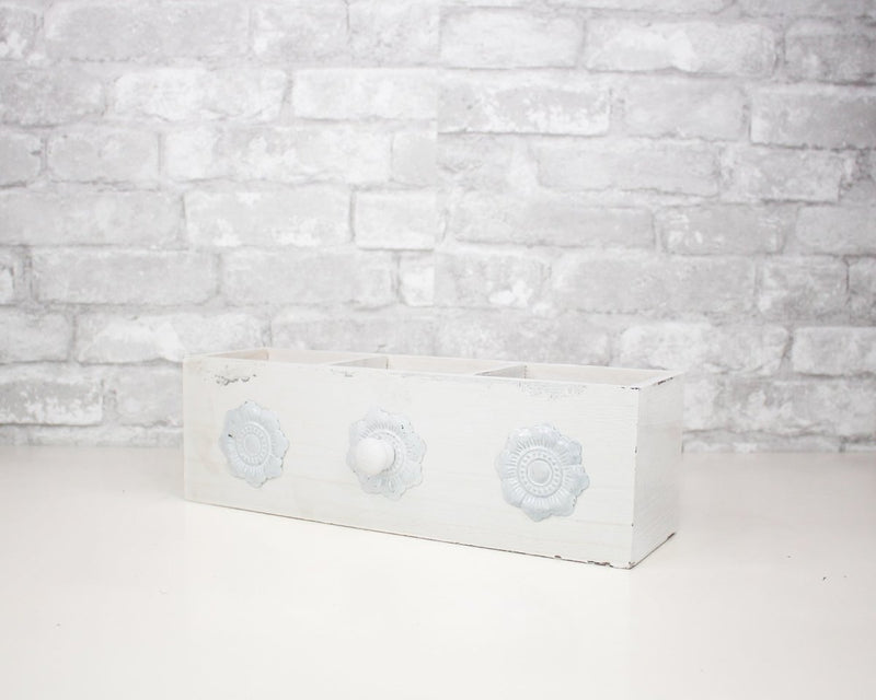 Distressed Wood Drawer Divided Planter - White - Sola Wood Flowers
