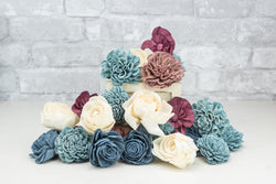 Dusty Blue and Burgundy Assortment - Sola Wood Flowers