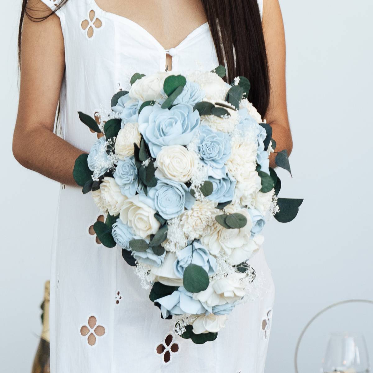 Black Silver Vintage Sola Wood Flower Bridal Wedding Bouquet Accessori –  Bridal Wedding Bouquets