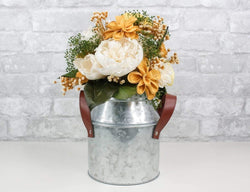 Galvanized Milk Bucket w/ Handles (Multiple Sizes) - Sola Wood Flowers