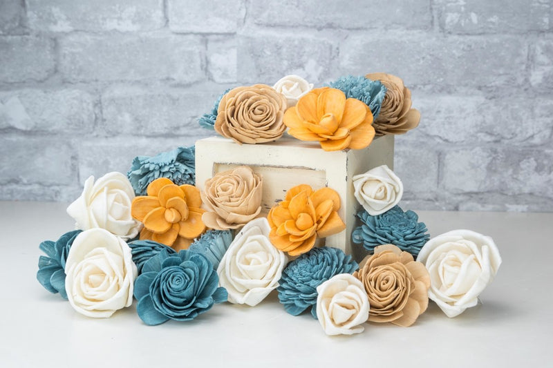 Glam Winter Teal Assortment - Sola Wood Flowers
