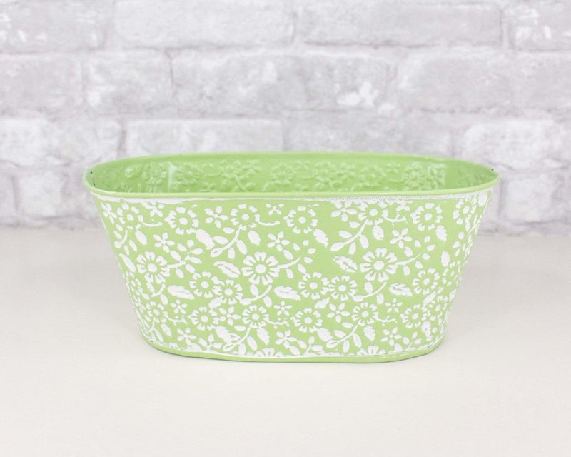 Green Floral Pattern Planter (Multiple Sizes) - Sola Wood Flowers