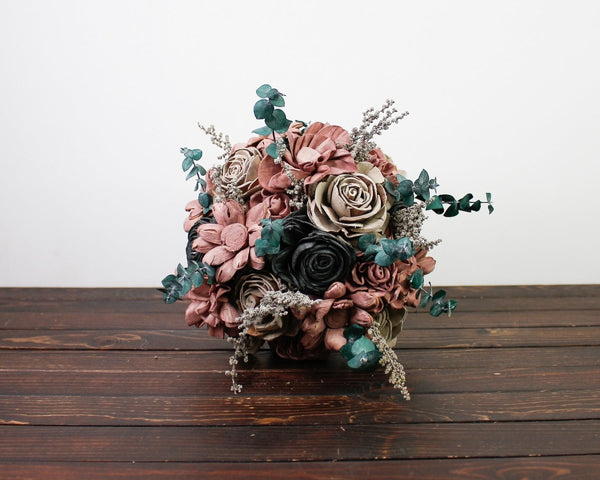 Gun Metal Sally Finished Bouquet - Sola Wood Flowers