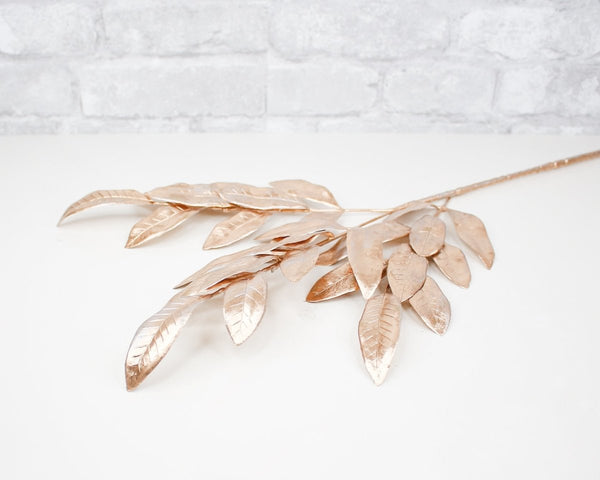 Metallic Bay Leaf Spray - Rose Gold - Sola Wood Flowers
