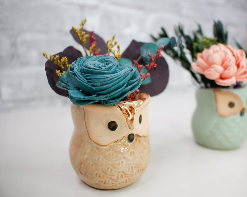 Mini Ceramic Owl Pot (Set of 3) - Sola Wood Flowers