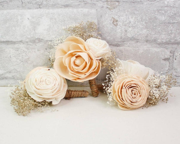 Nearly Nude Boutonniere Craft Kit (Set of 3) - Sola Wood Flowers