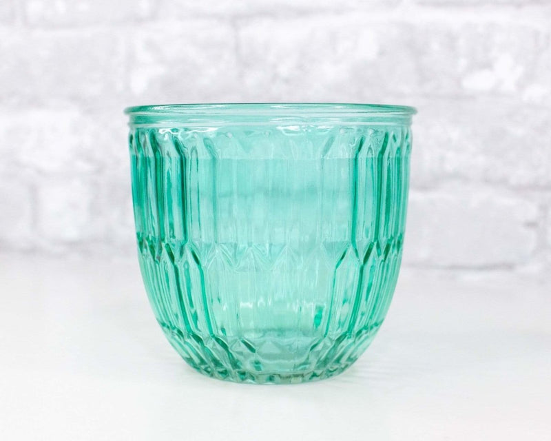Round Embossed Glass Pot (Multiple Colors) - Sola Wood Flowers