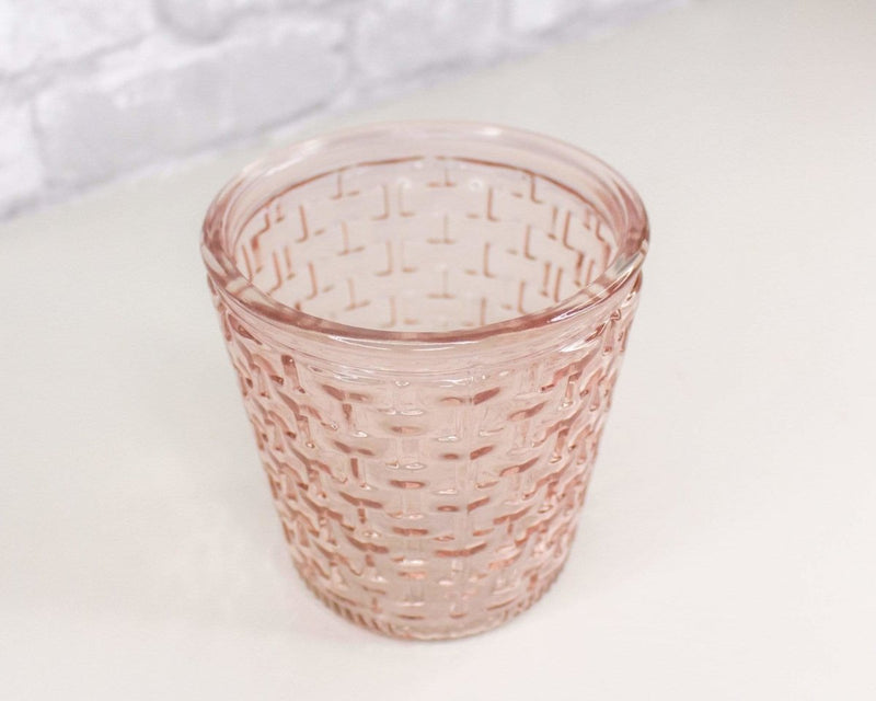Round Glass Container - Basket Design (Multiple Colors) - Sola Wood Flowers