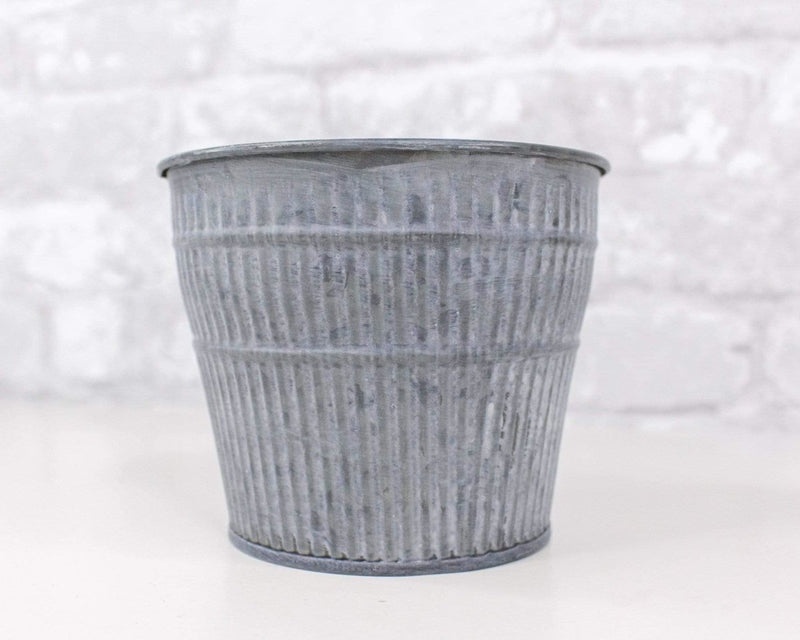 Round Metal Ribbed Pot - Sola Wood Flowers