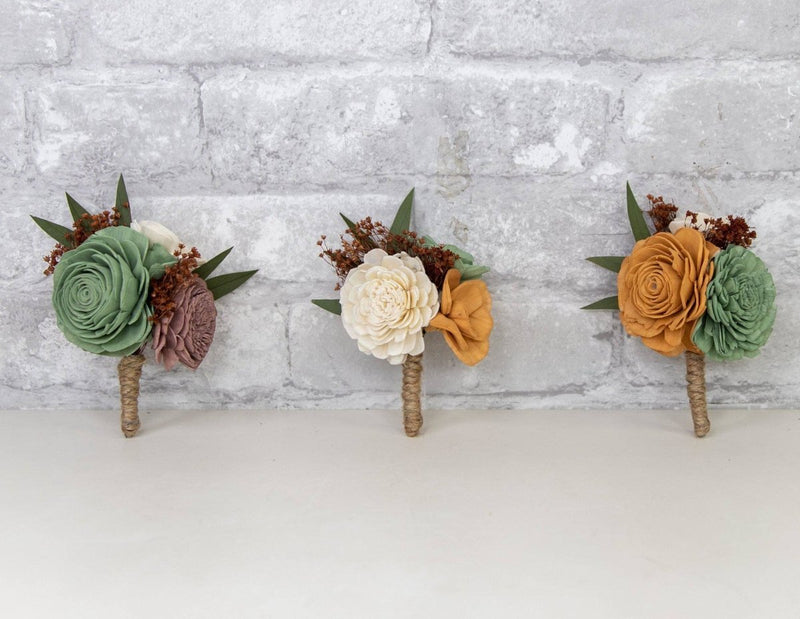 Rustic Chic Boutonniere Craft Kit (Set of 3) - Sola Wood Flowers