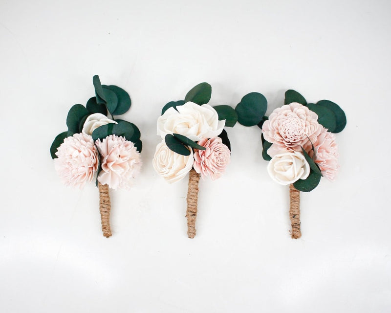 Silver Boutonniere Craft Kit (Set Of 3) - Sola Wood Flowers