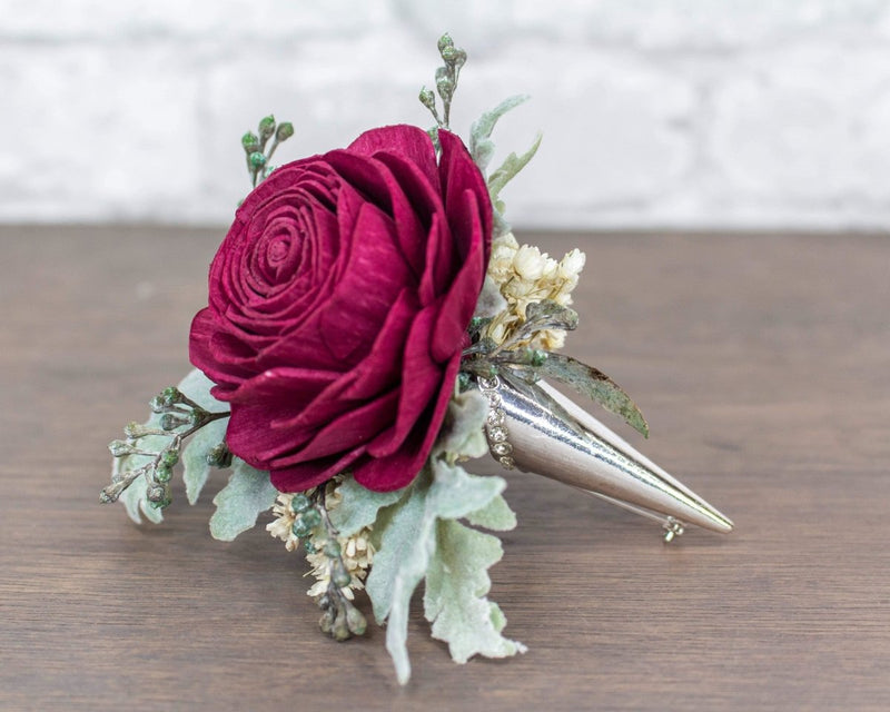 Silver Boutonniere Holder - Sola Wood Flowers