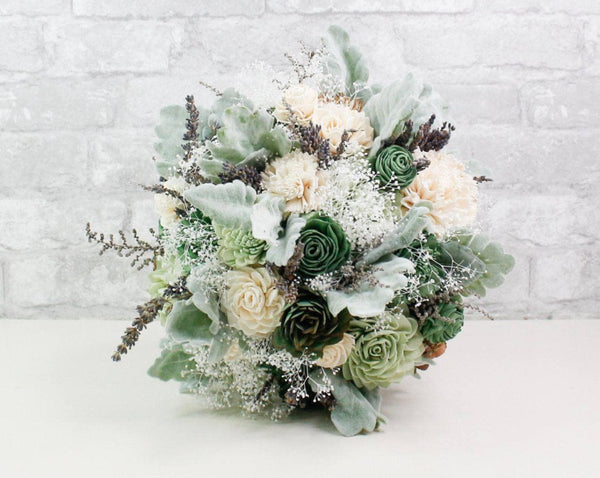 Silver Sage Bridal Bouquet Kit - Sola Wood Flowers