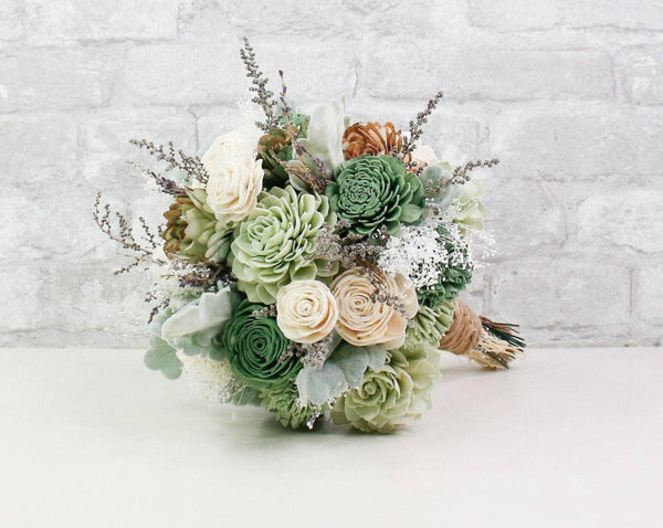 Silver Sage Bridesmaid Bouquet Kit - Sola Wood Flowers