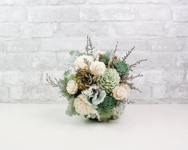 Silver Sage Bridesmaid Bouquet Kit - Sola Wood Flowers
