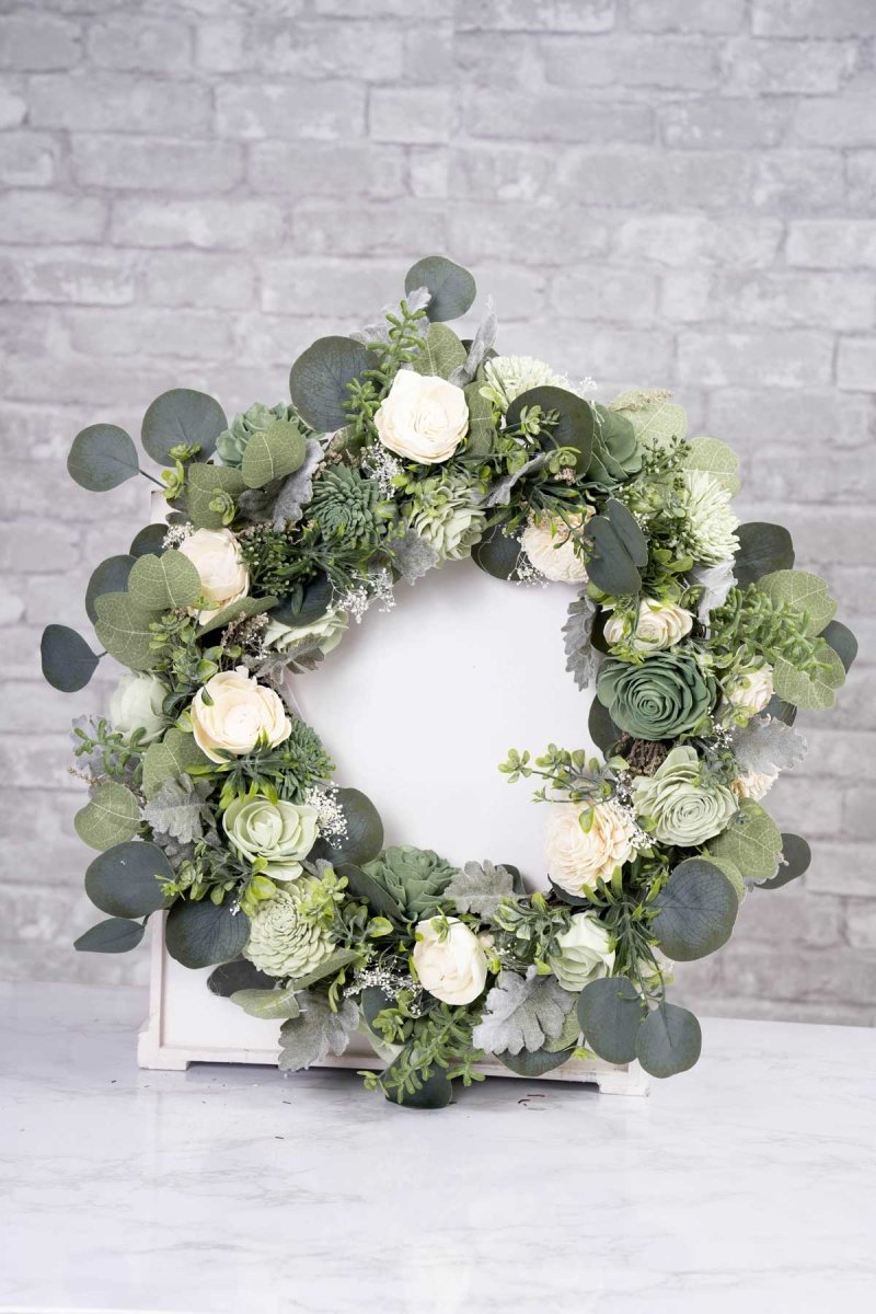Silver Sage Wreath (Small) – Sola Wood Flowers