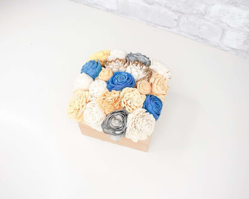 Simple Sola Centerpiece - Gray/Yellow/Blue - Sola Wood Flowers