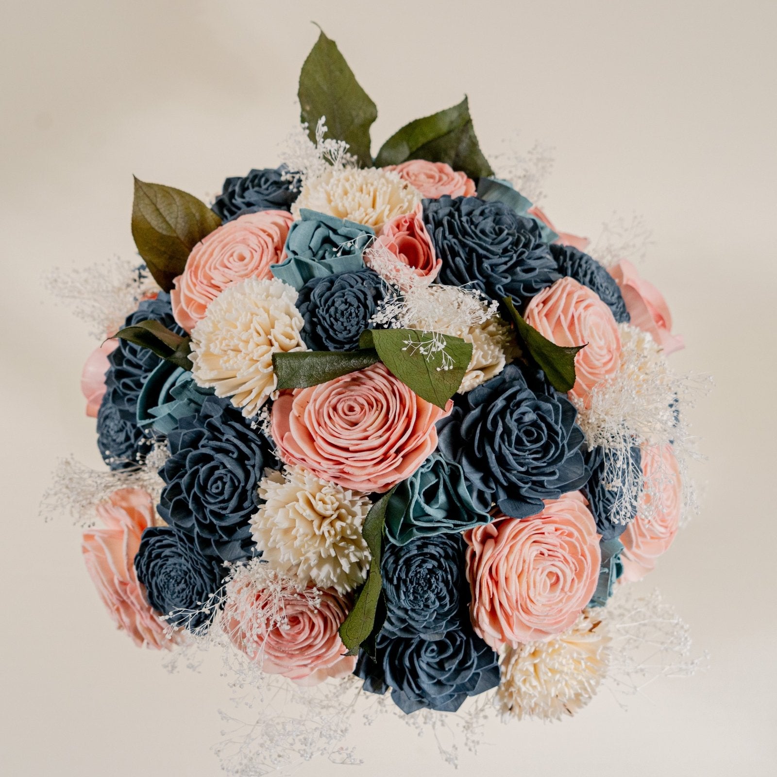 Youre Dreamy Peach Collection DIY Wood Flower Bouquet Kit Peach, Sapphire  Blue, and Ivory Sola Wood Flower Bouquet 