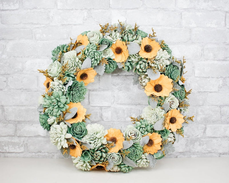Sunflower and Succulent Wreath Craft Kit - Sola Wood Flowers