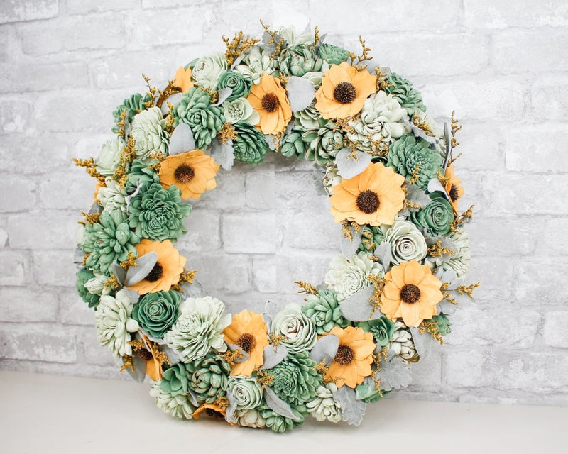 Sunflower and Succulent Wreath Craft Kit - Sola Wood Flowers