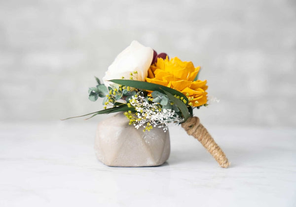 Sunflower Daze Groom's Boutonniere - Sola Wood Flowers