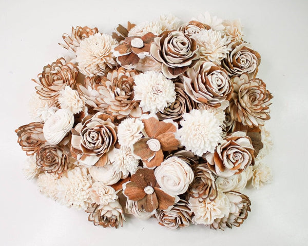 Test 100 Random Assorted Wood Flowers* - Sola Wood Flowers