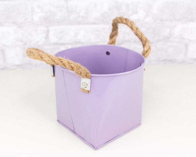 Tin Bucket w/ Handles - Lavender - Sola Wood Flowers